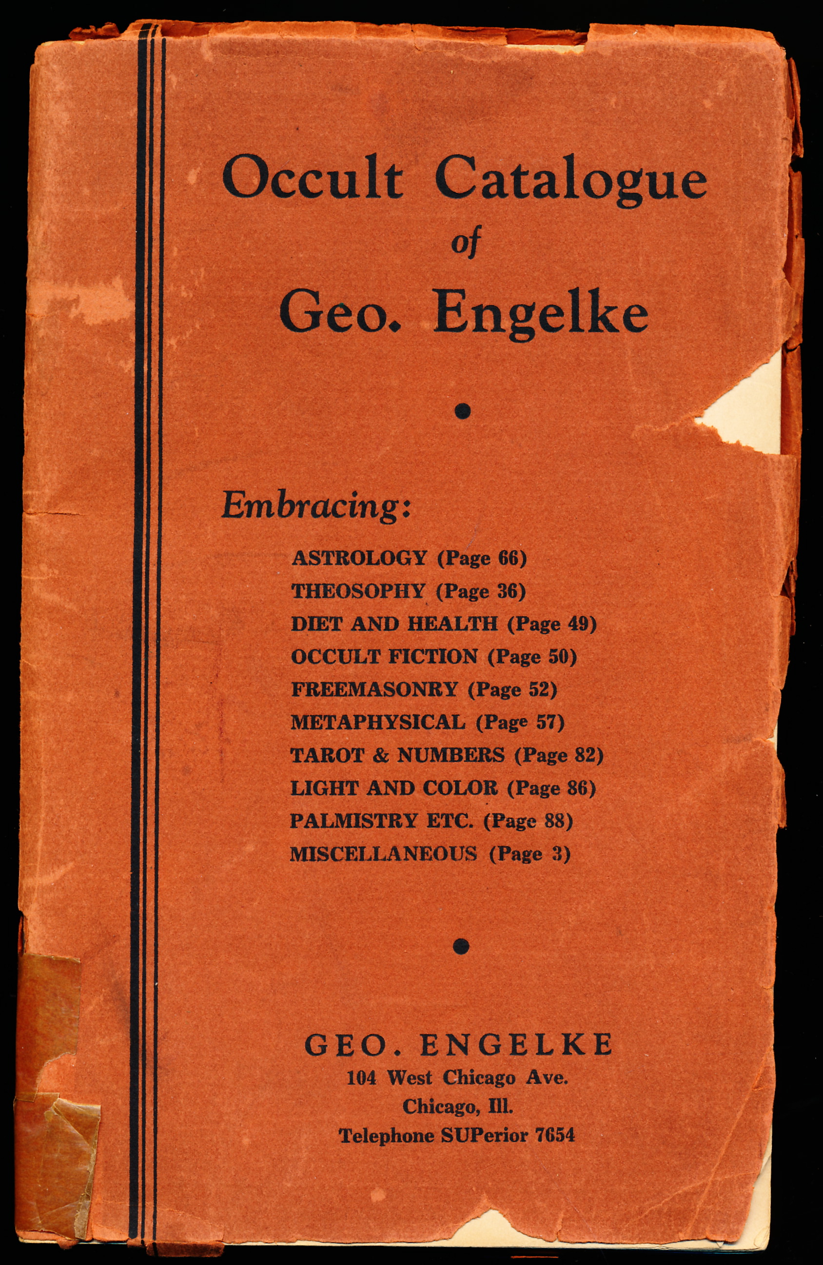 OCCULT CATALOGUE OF GEO. ENGELKE
