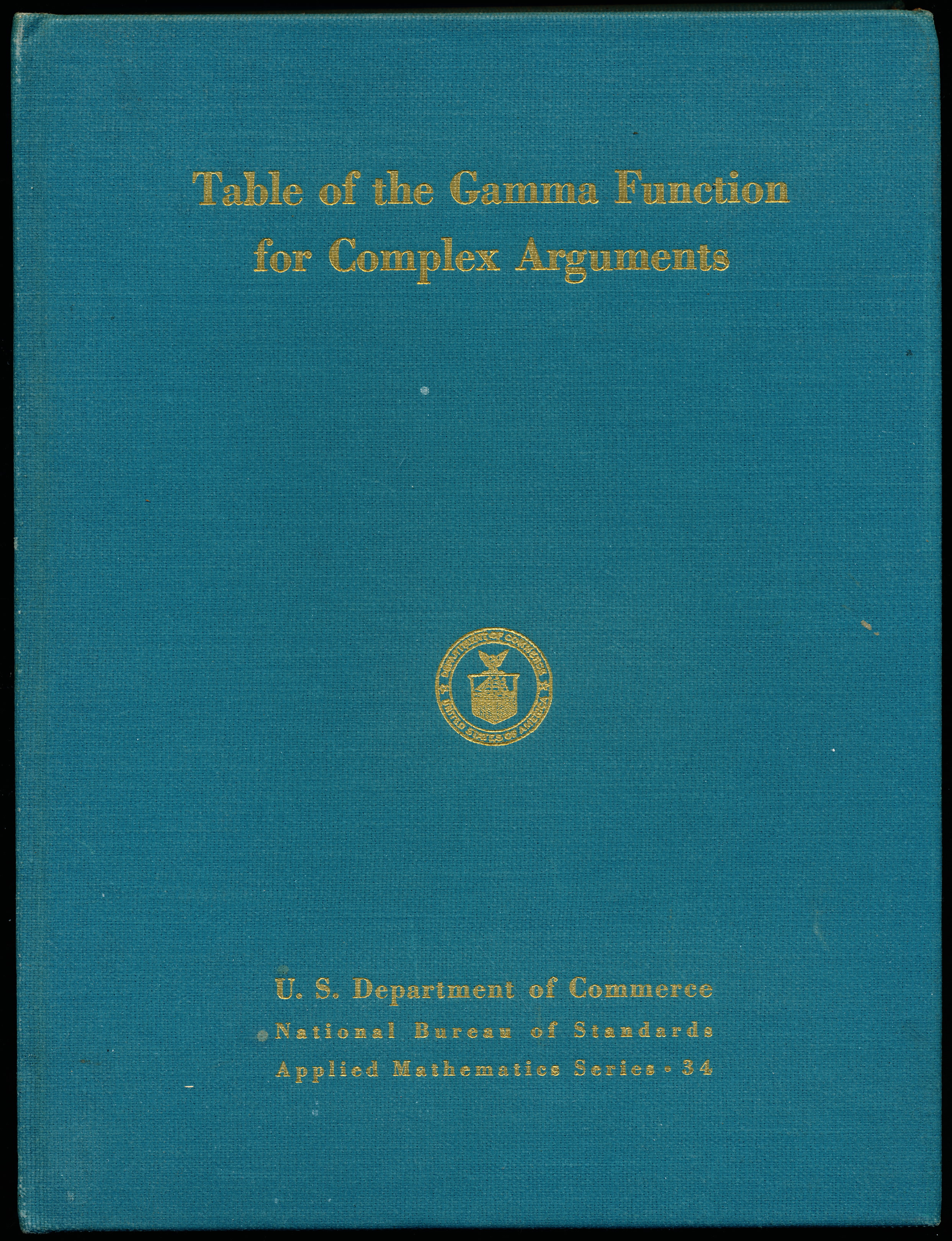 Image for TABLE OF THE GAMMA FUNCTION FOR COMPLEX ARGUMENTS TABLE OF THE GAMMA FUNCTION FOR COMPLEX ARGUMENTS